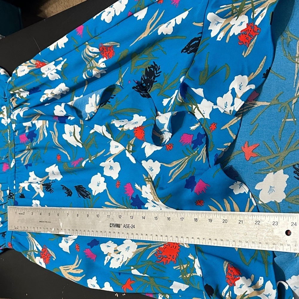J. Crew Factory Blue Floral High Low Dress - Picture 6 of 6